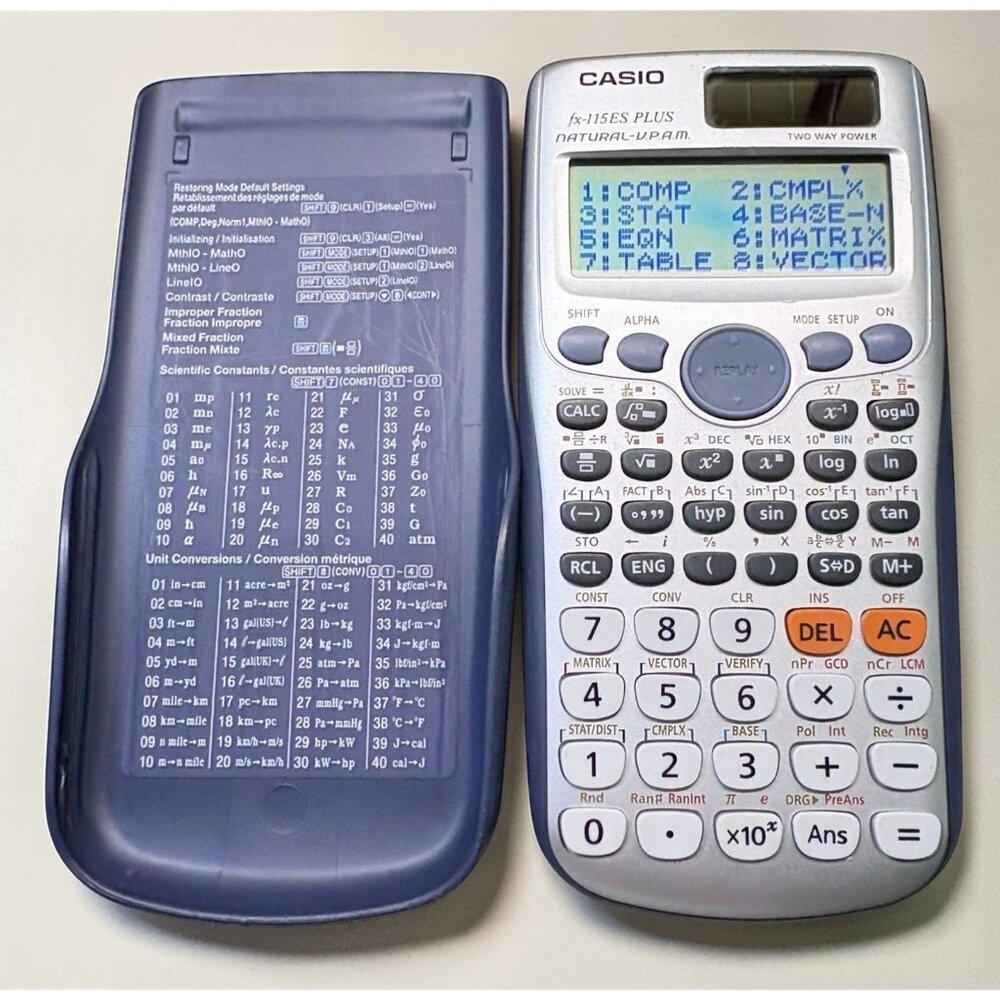 Casio FX-115ES Plus Scientific Calculator Solar Battery Slip Case TESTED